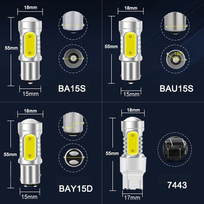 NLpearl 2x Signal Lamp 1156 LED BA15S P21W BAU15S PY21W Auto Turn Signal Light 12V COB 1157 BAY15D P21/5W LED Brake Stop Lamps