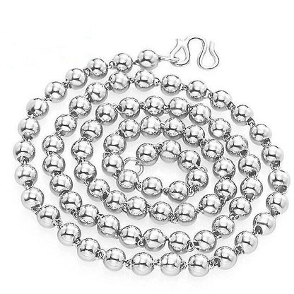 Round Beads Silver Bead Necklace
