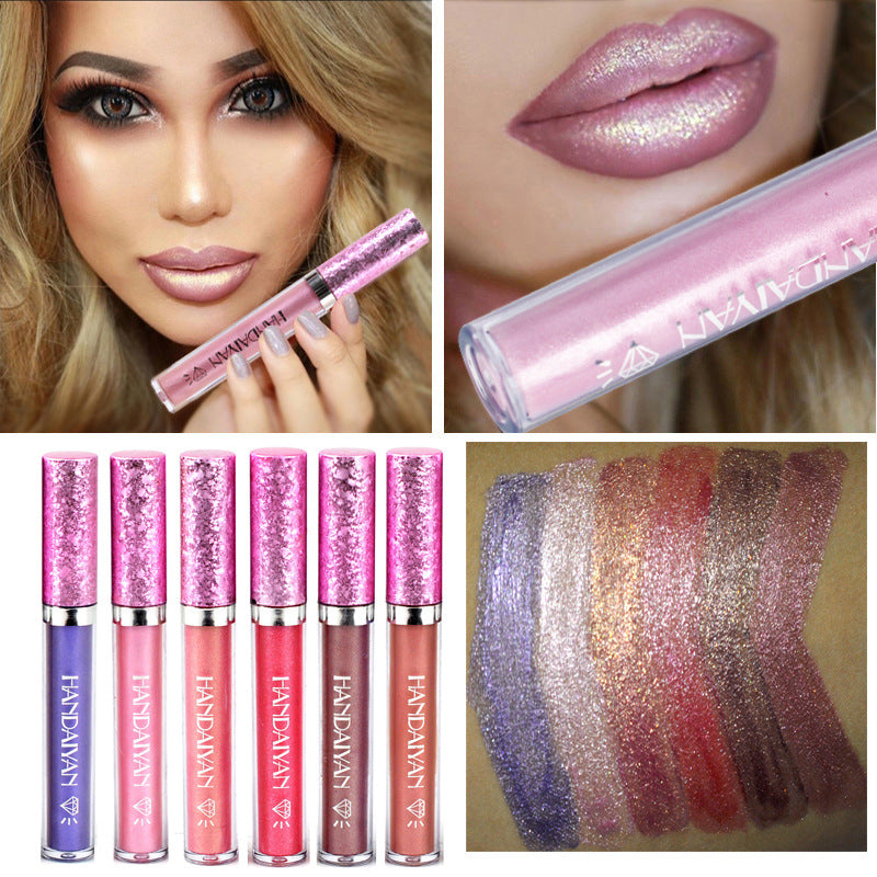 handaiyan Diamond Pearl Lip Gloss Non-Stick Cup Mermaid Lip Gloss Lipstick