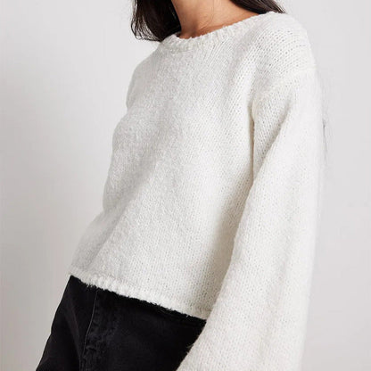 Long sleeved backless lace up sexy spicy girl knitted loose women's top sweater