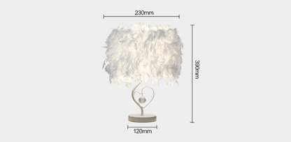 LED Feather Heart Wing Crystal Bedside Table Lamp