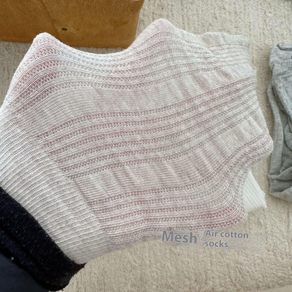 Boneless Hollow Mesh Cotton Female Middle Tube Socks