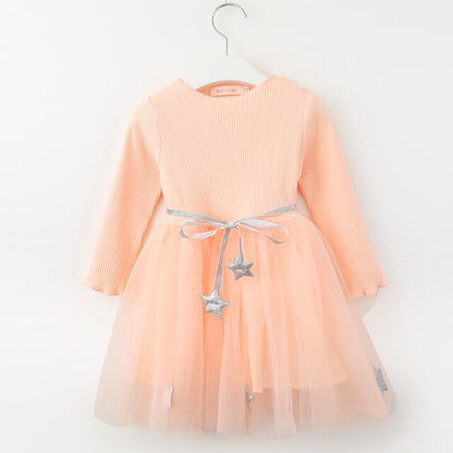 Bear Leader Girls Dress Pentagram Princess Dress Brand Girls Clothes Children Clothing European and American Style Girls Dresses