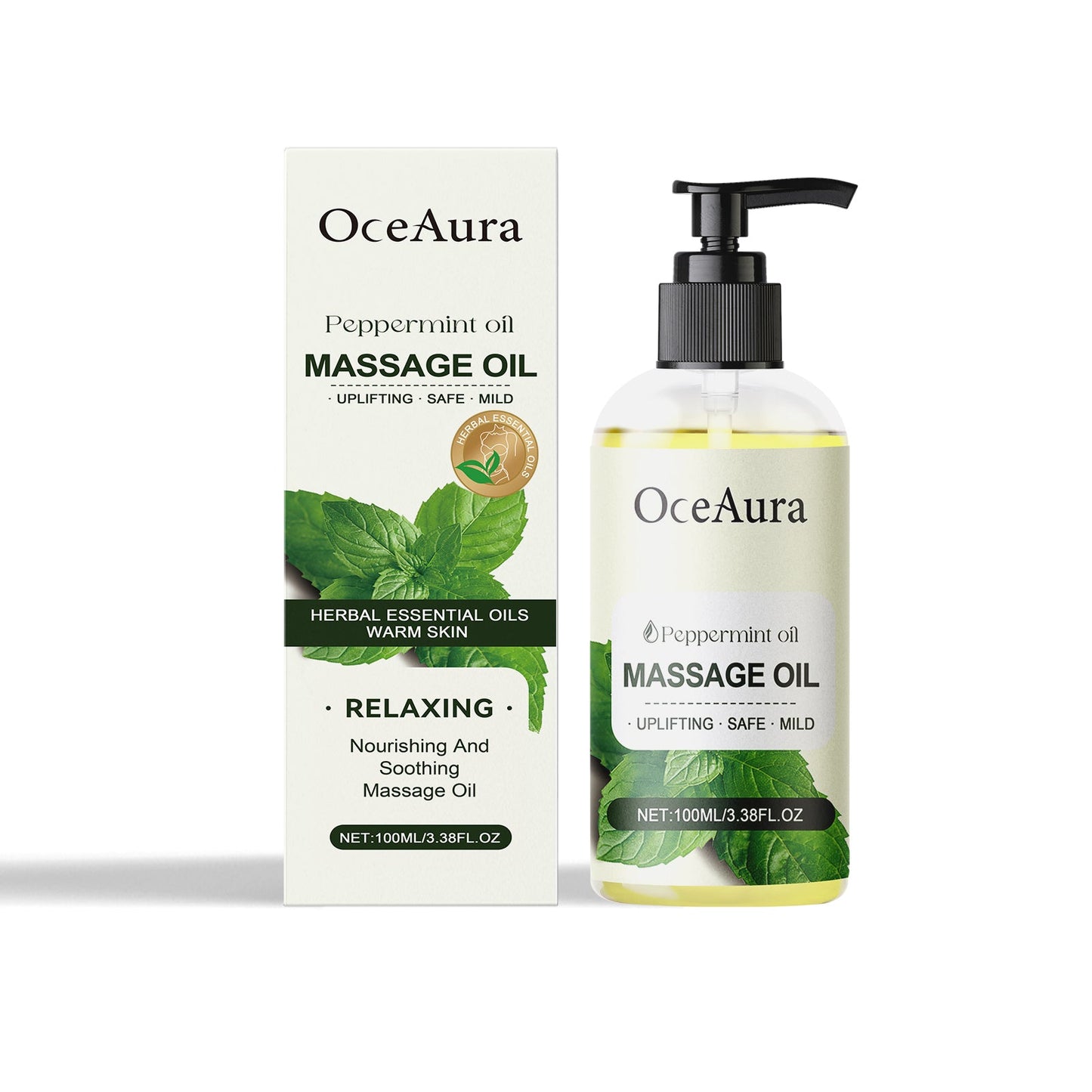 Plant Body Essential Oil (Peppermint Oil), Hydrating And Moisturizing Body Moisturizing Massage Essential Oil For Long-Lasting Moisturizing