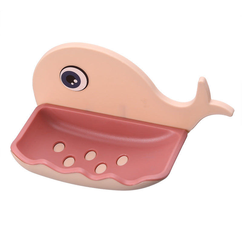 Whale Shape Free Punch Soap Rack Bathroom Drain Soap Box Toilet Soap Rack Wall-Mounted Rack