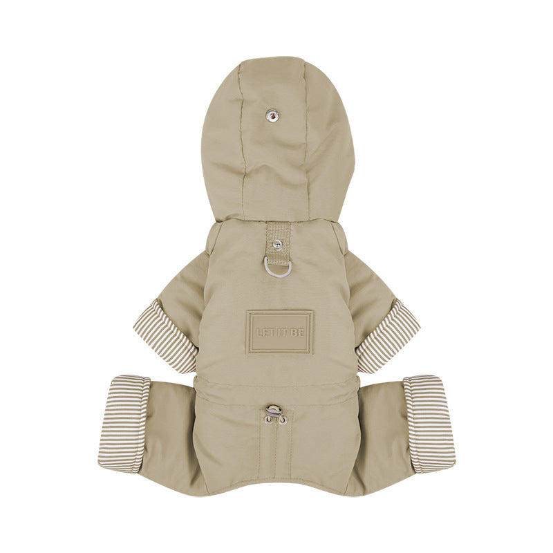 Pet Cotton-padded Coat Warm Four-legged Full-coverage With Hood