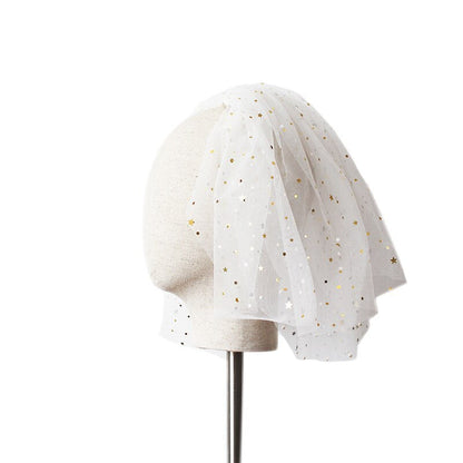 White Yarn Bridal Multi-layer Short Veil