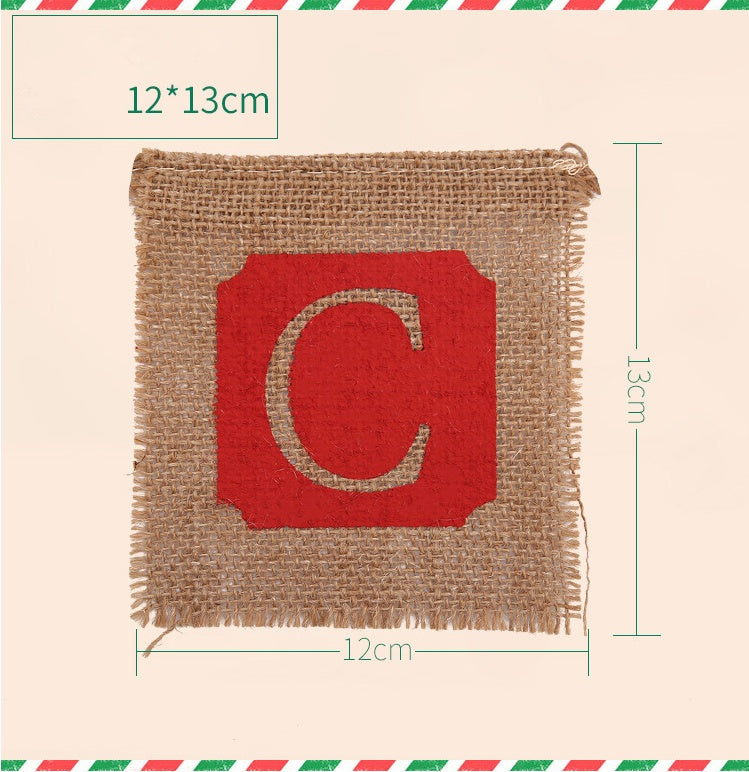 Merry Christmas Sackcloth Banner Decor