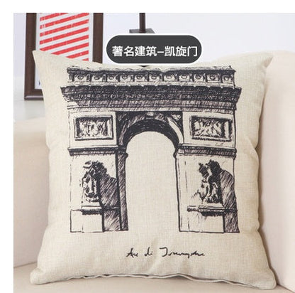 Great Cities Print Cotton Linen Pillow Covers