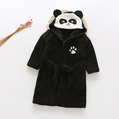 Flannel lace hooded bathrobe