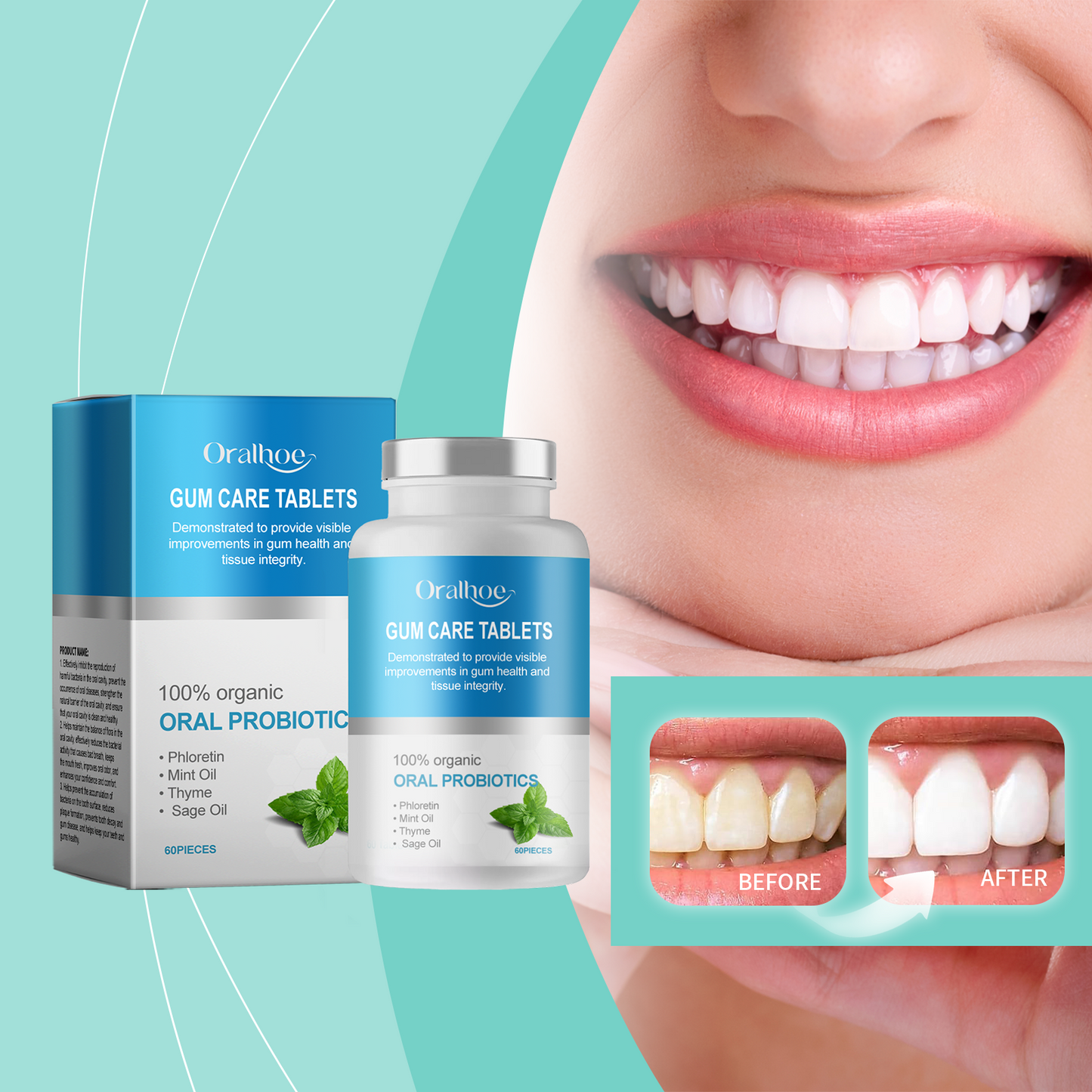 Mouthwash, Clean Teeth, Remove Stains, Remove Odors And Smell Fresh Portable Clean Solid Toothpaste Tablets