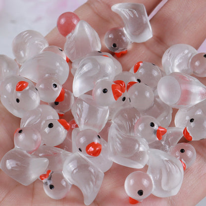 Resin luminous cartoon three-dimensional cute cartoon duck DIY car ornament keychain micro landscape hair clip decoration