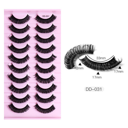 New DD Russian Large Roll Grafting Free False Eyelashes 10 Pairs Of Multi-Layer Thick Cross Mink Like Eyelashes