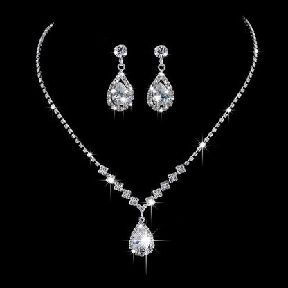 Rhinestone Water Drop Jewelry Set