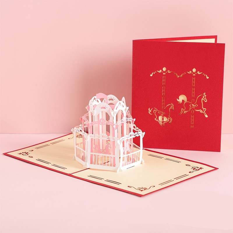 3D Sakura Kissing Lover Greeting Card