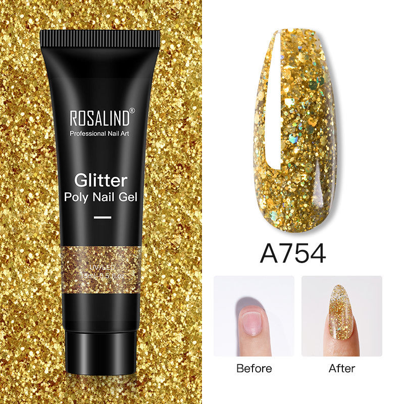 Glitter Poly Nail Extension Gel 15ml - Semi-Permanent Soak-Off