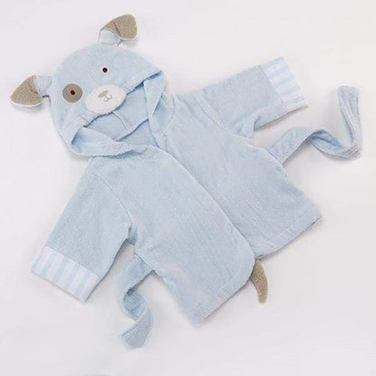 Blue Puppy Hooded Cotton Bathrobe