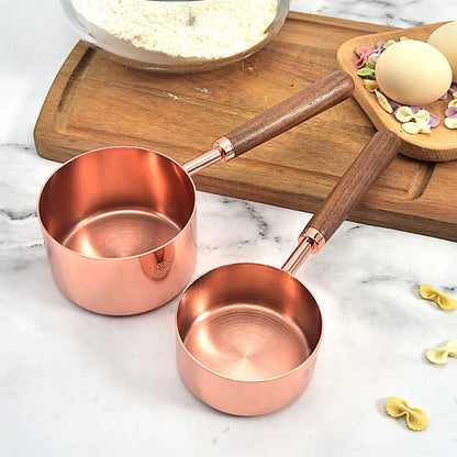 Copper-plated Spoon Measuring Cup With Walnut Handle