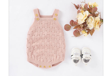 Solid Color Sling Baby Dress Baby Knitted Cotton One-Piece