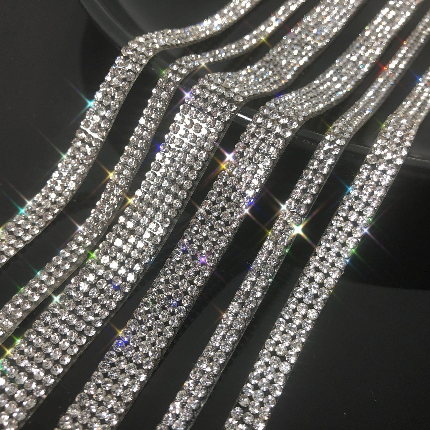 Rhinestone Waistband Decorative Strip with Hot Melt Adhesive - 0.4cm to 1.5cm Widths for DIY Crafting