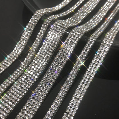 Rhinestone Waistband Decorative Strip with Hot Melt Adhesive - 0.4cm to 1.5cm Widths for DIY Crafting