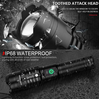 Super Bright Flashlight Zoomable USB Rechargeable Electric Torch