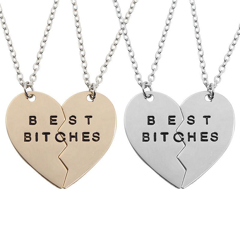 European American Duo Letter Pendant Clavicle Necklace