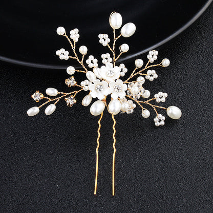 Simple Pearl Rhinestone Bride Headdress