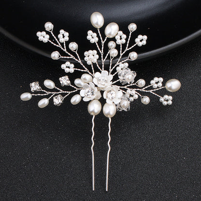 Simple Pearl Rhinestone Bride Headdress