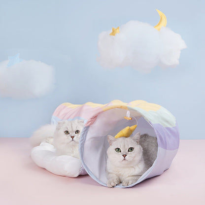 Rainbow Cat Tunnel Toy With Removable Washable Cushion