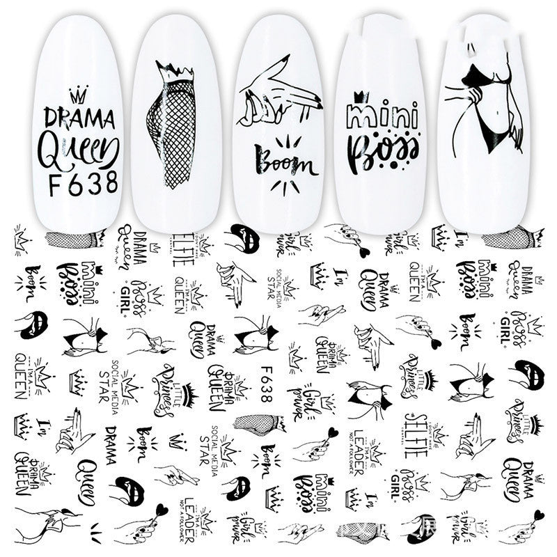 Black and White Rose Nail Decals