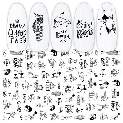 Black and White Rose Nail Decals
