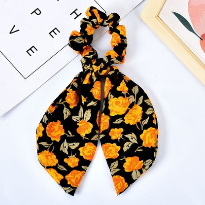 Floral Bow Hair Ribbon: Pearl Hair Tie Accessory