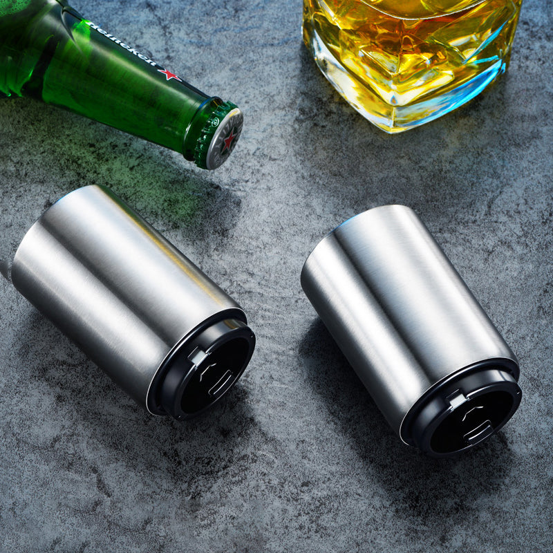 Creative Stainless Steel Beer Bottle Bar Press Opener Automatic Summer Party