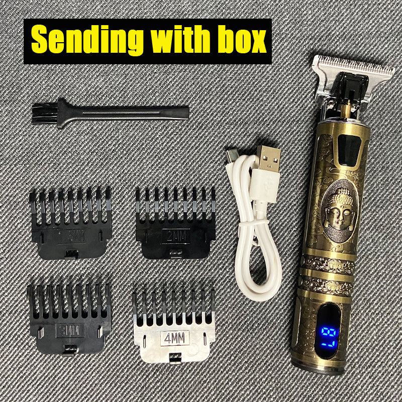 Retro T9 Electric Hair Clipper with LCD Display and USB Charging