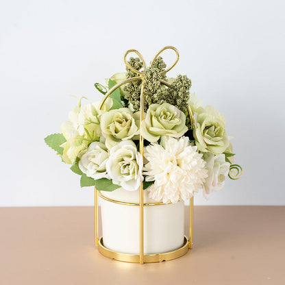 Small Potted Dried Flower Bouquet Decor