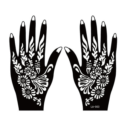 2 Sheets Temporary Hand Tattoo Decal Henna Stencil