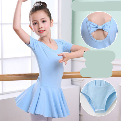 Children's Dance Clothes, Girls' Practice Clothes, Girls Short-sleeved Tutu