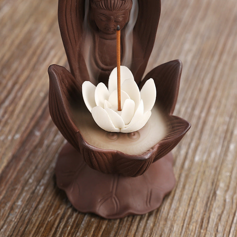 Zisha Lotus Guanyin Backflow Incense Burne