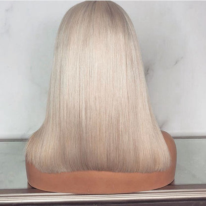 Wig Female Short Hair Inner Buckle Middle Long Hair Silver Gray Chemical Fiber Hair