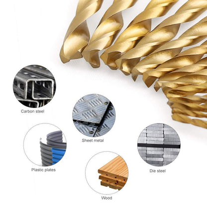 13-Piece HSS Titanium-Coated Hex Shank Drill Set