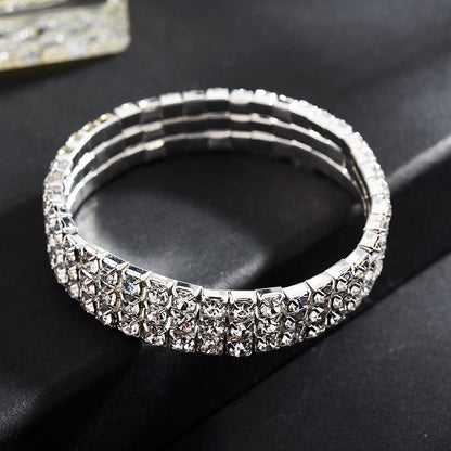 Elegant 2-Tone Diamond Beaded Necklace Set for Women with Round Geometry Claw Chain Design
