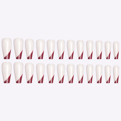Rose Gold Beveled Edge French Manicure Fake Nails