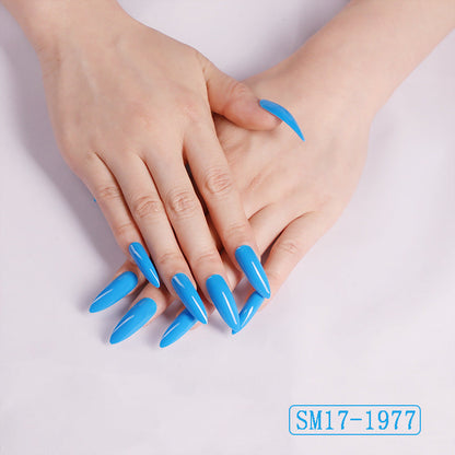 Long Pointed Solid Color False Almond Nails