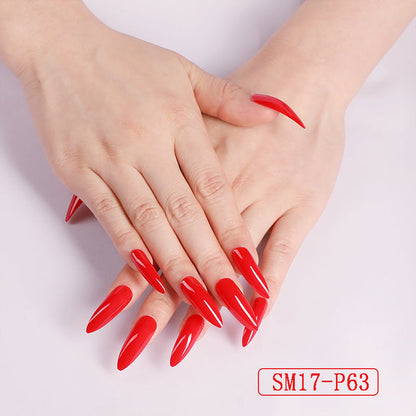 Long Pointed Solid Color False Almond Nails