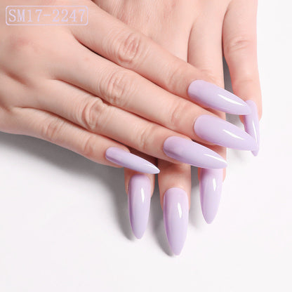 Long Pointed Solid Color False Almond Nails