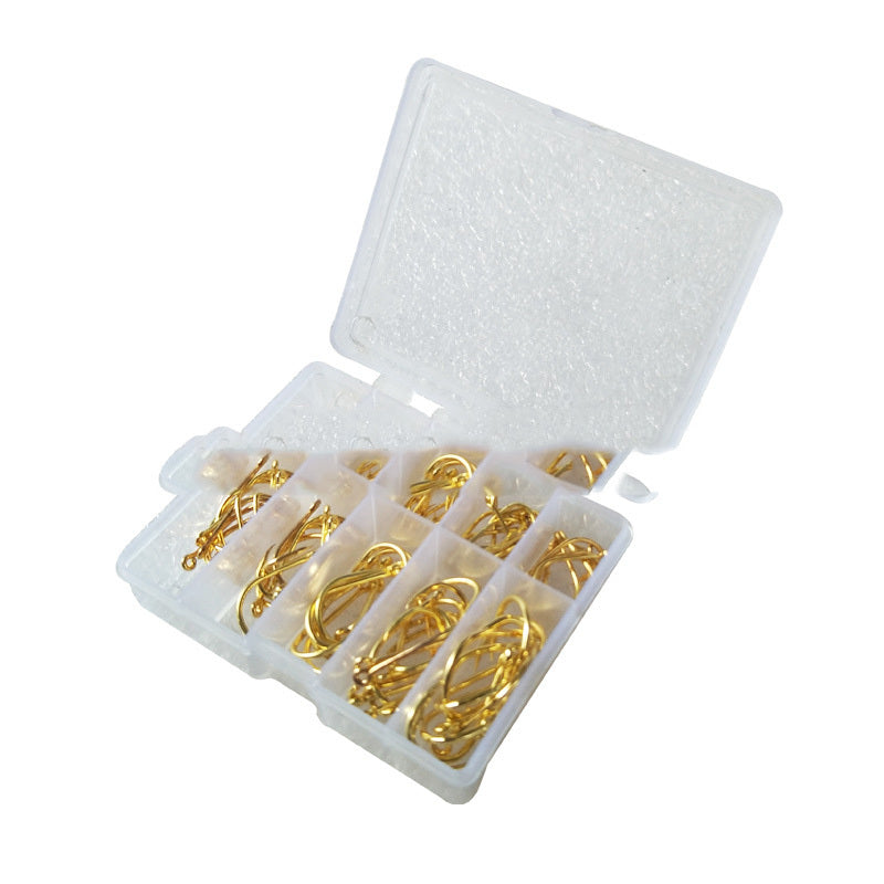 100-Piece Boxed Barbed Hooks – Ise Ni 3-12 Gold & Black