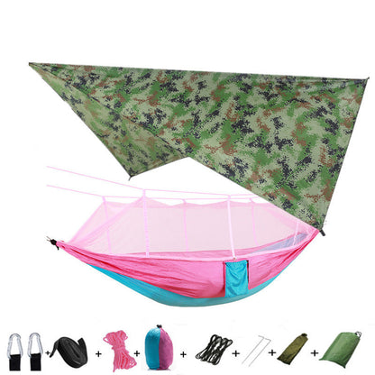 Portable Parachute Hammock with Mosquito Net - Army Green