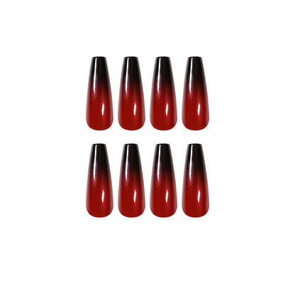 Red and Black Gradient Long Ballet Fake Nails