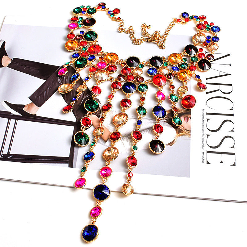 European Style Tassel Necklace with Diamonds
